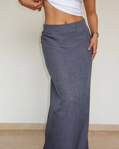 Linen Blend Maxi Skirt