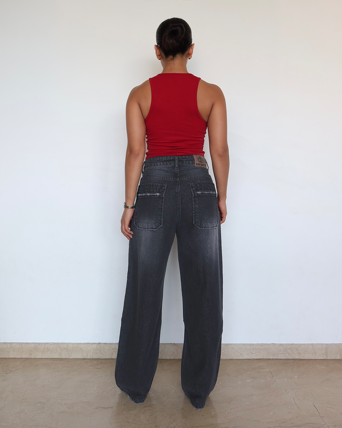 Black Manner Edge Baggy Jeans