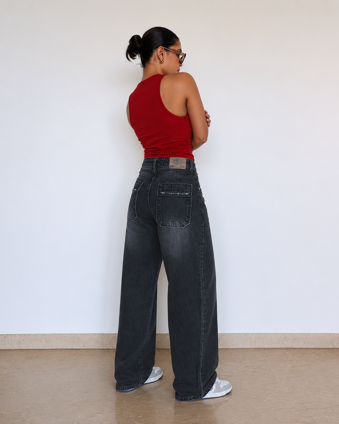 Black Manner Edge Baggy Jeans