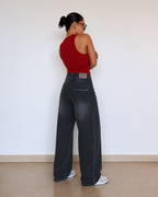Black Manner Edge Baggy Jeans