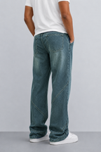 Rolling Panel Loose Straight Fit Jeans