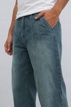 Rolling Panel Loose Straight Fit Jeans