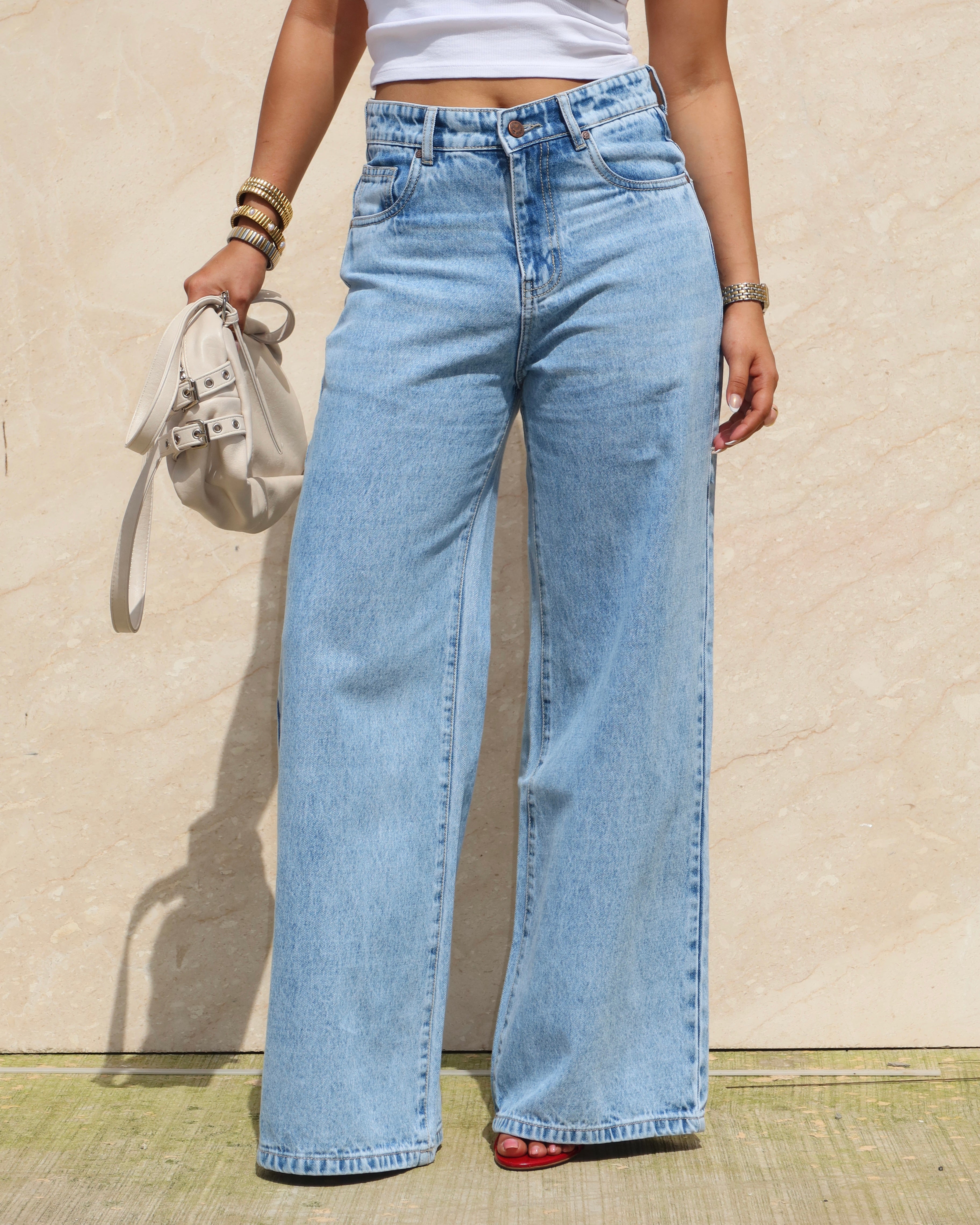 Malibu Blue Fade Wide Jeans