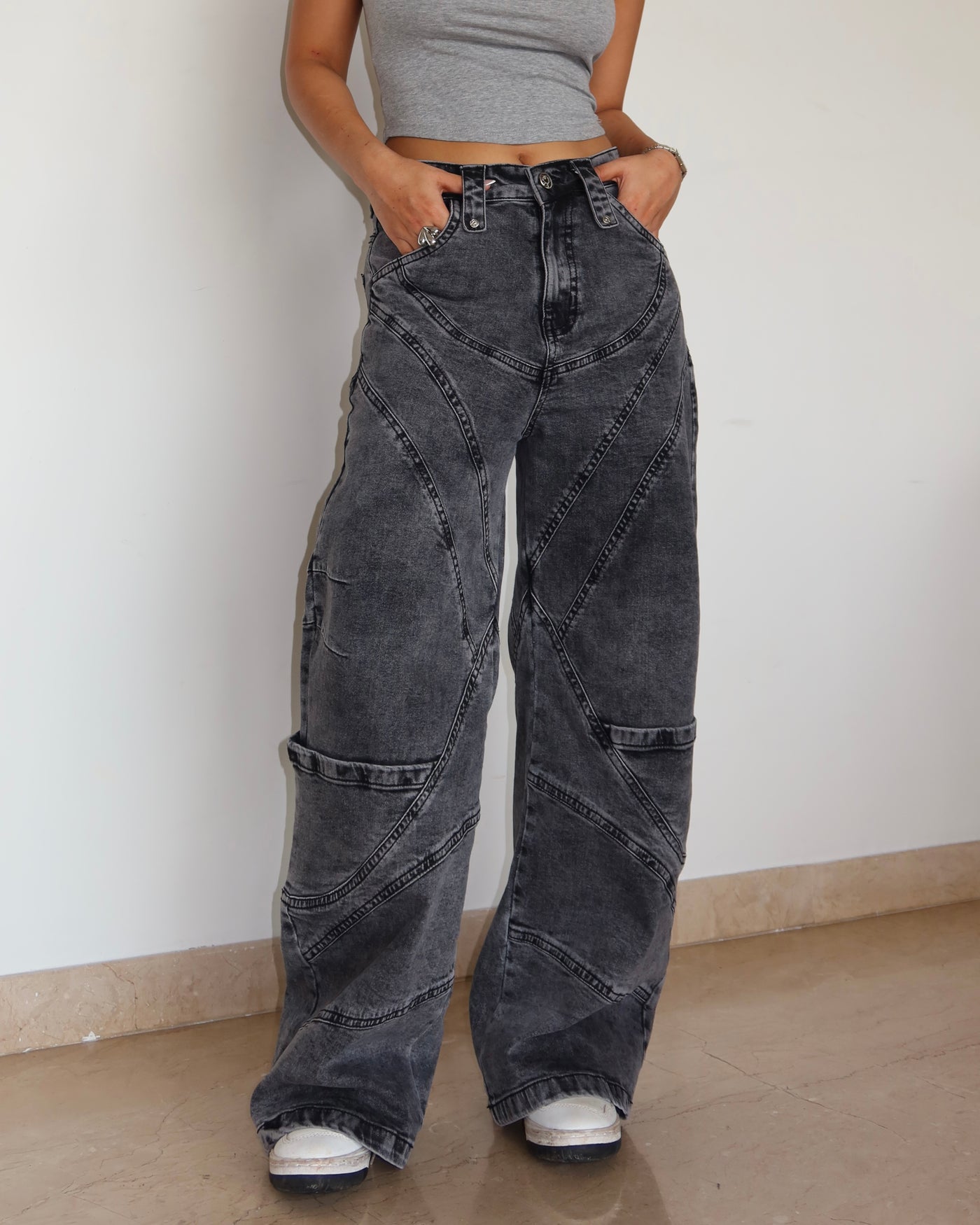 Storm Tone Baggy Wide leg Jeans – Offduty India