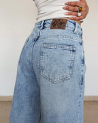 Asymmetric Belt Wide Leg Jeans