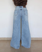 Asymmetric Belt Wide Leg Jeans