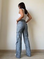 High-End Bamboo Texture Jacquard Cargo Pants