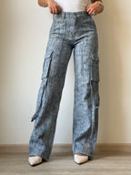 High-End Bamboo Texture Jacquard Cargo Pants