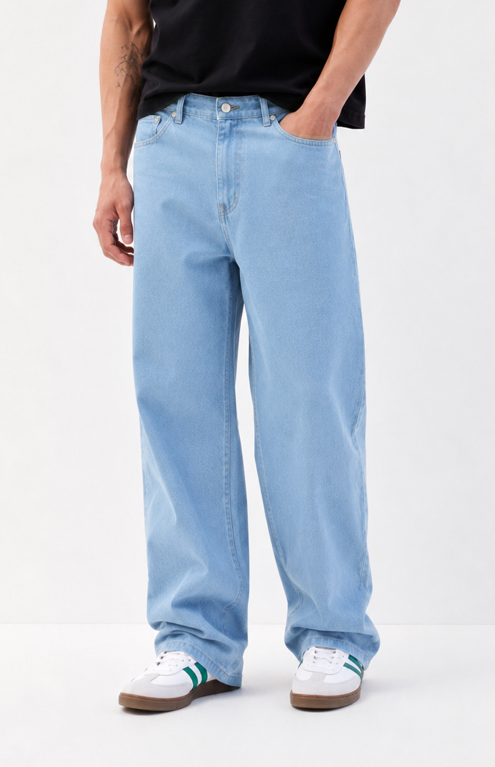 Slate Blue Baggy Fit Rigid Jeans