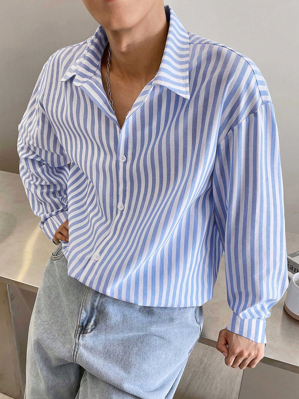 Modern Stripe Collared Shirt