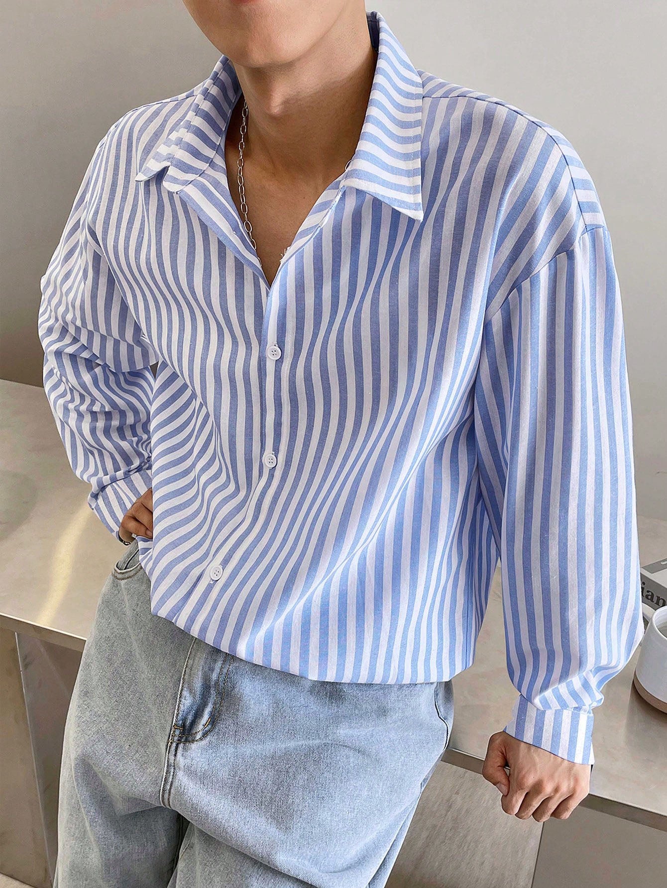 Modern Stripe Collared Shirt