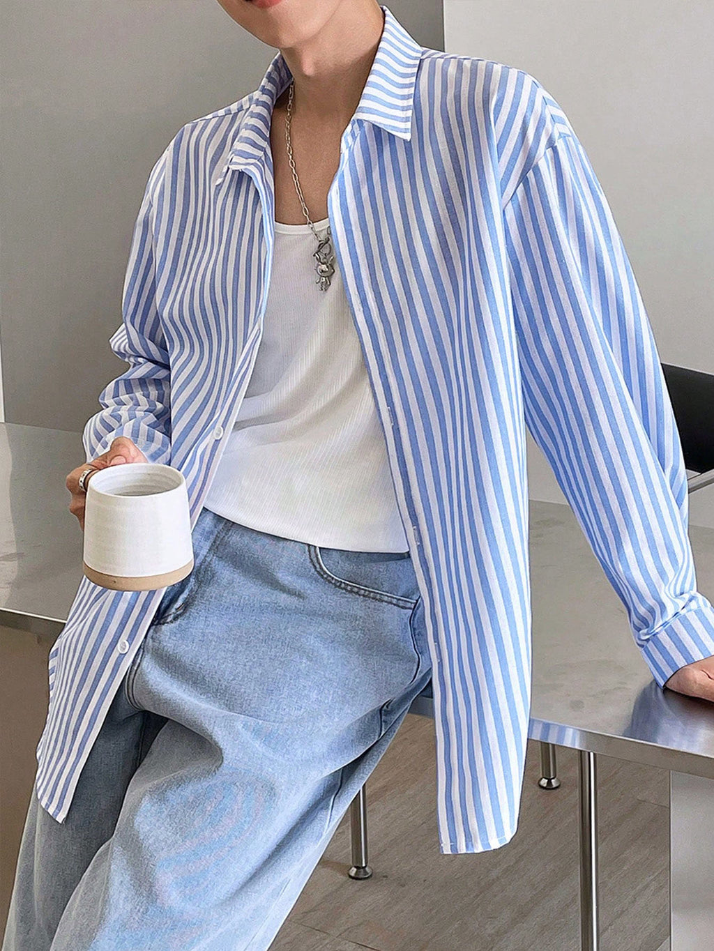 Modern Stripe Collared Shirt