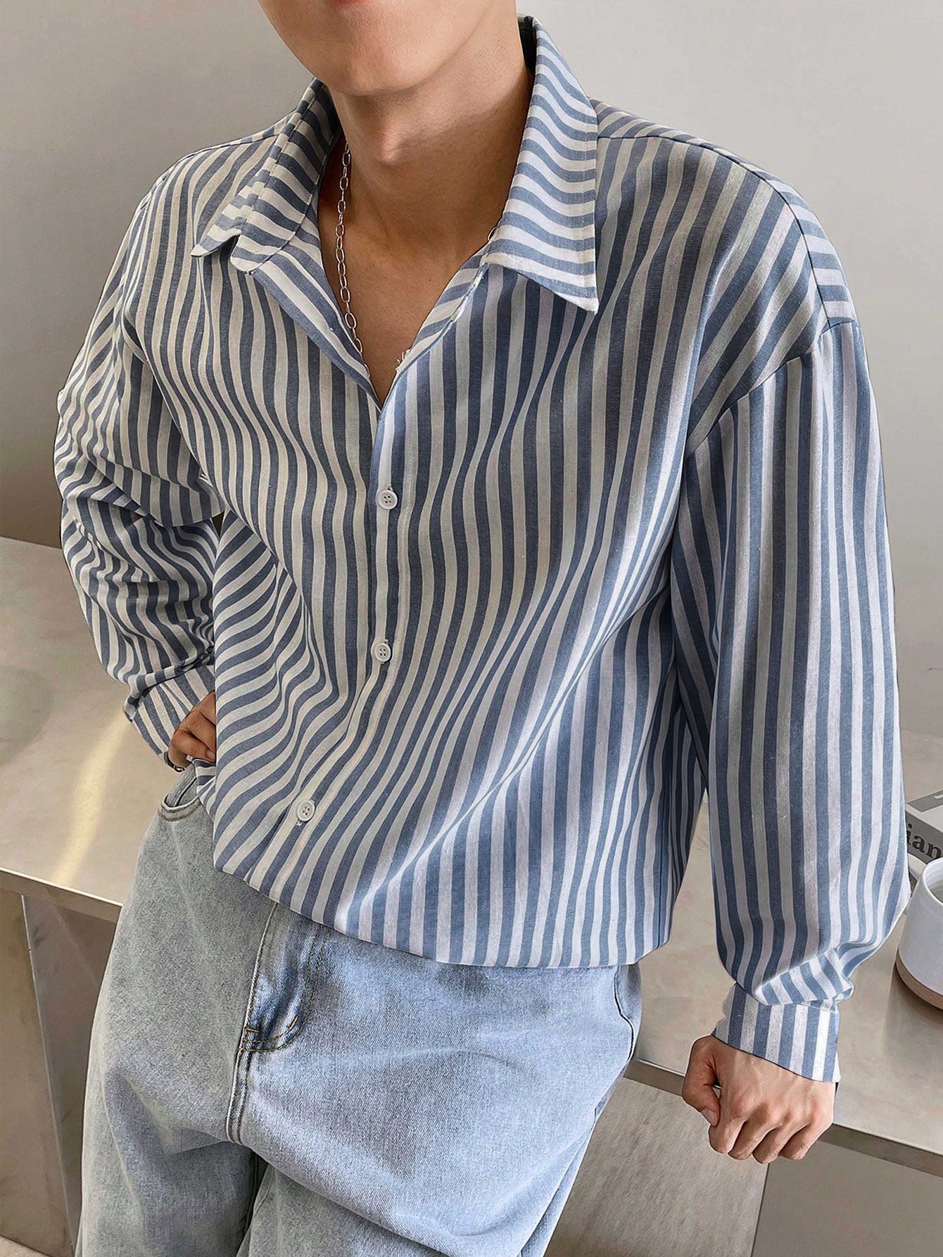 Modern Stripe Collared Shirt