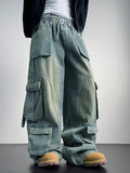 Flex Fit Baggy Wide Leg Cargo Denim Joggers