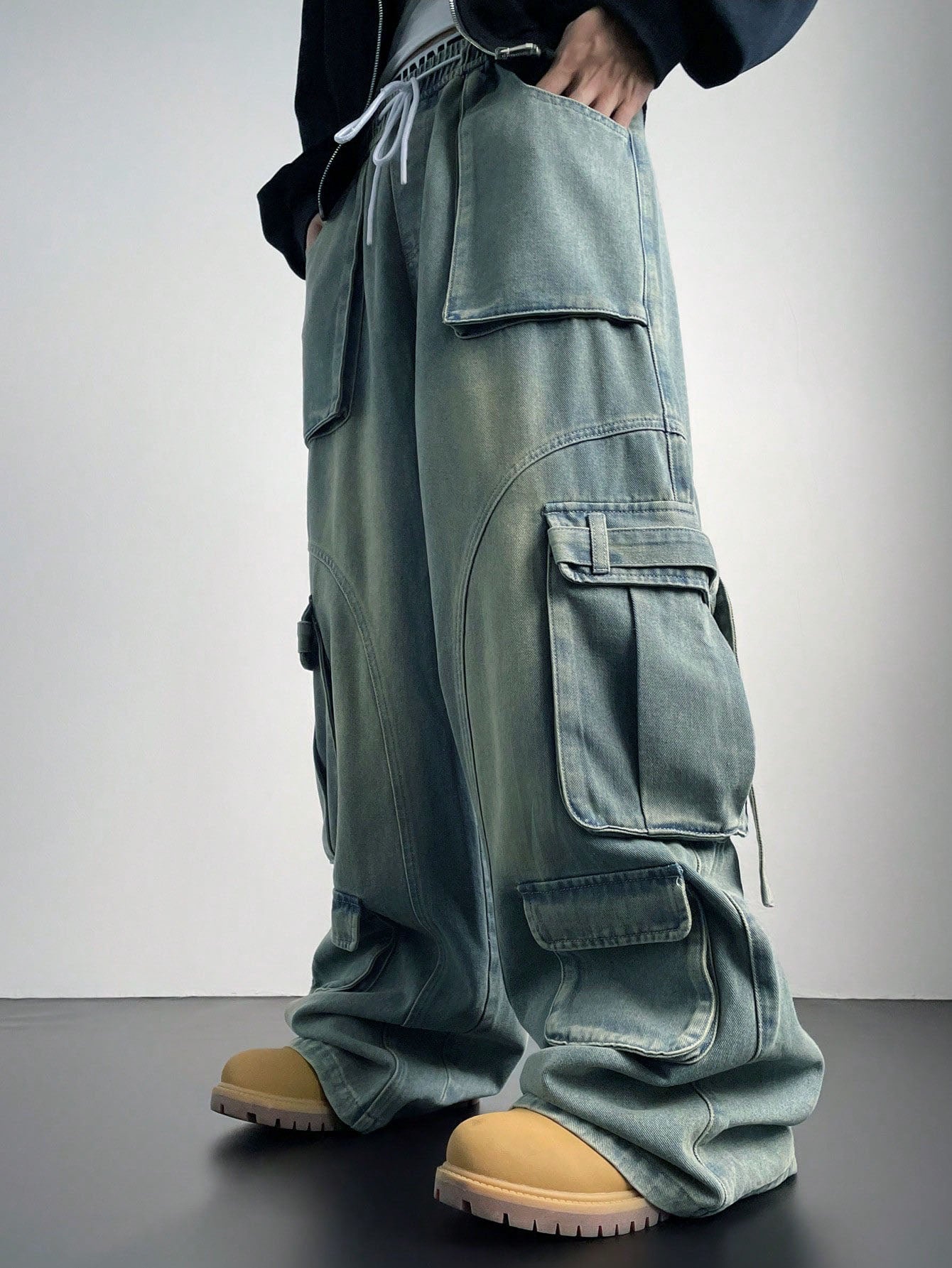 Flex Fit Baggy Wide Leg Cargo Denim Joggers – Offduty India