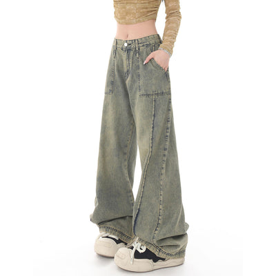 Muted Blue Baggy Wide Leg Jeans