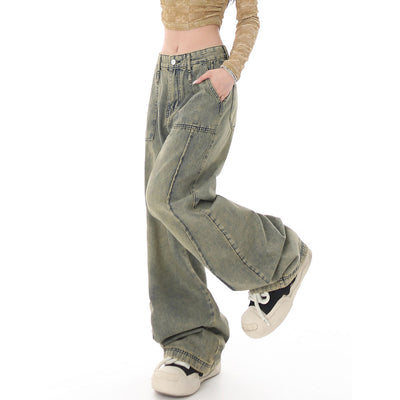 Muted Blue Baggy Wide Leg Jeans
