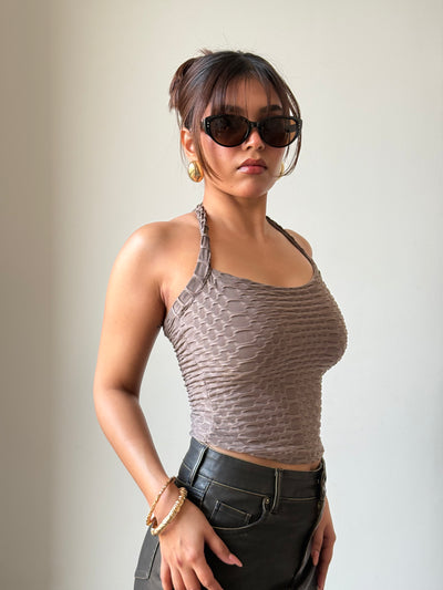 Jacquard Honey Luxe Halter Top