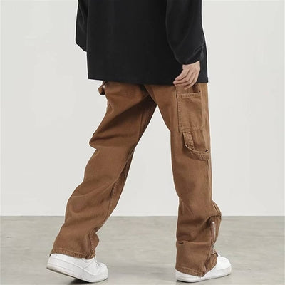 Mud Khaki Carpenter Loose Straight Jeans