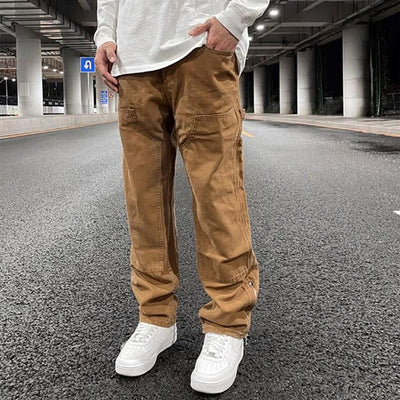 Mud Khaki Carpenter Loose Straight Jeans