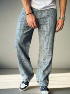 High-End Bamboo Texture Jacquard Baggy Jeans