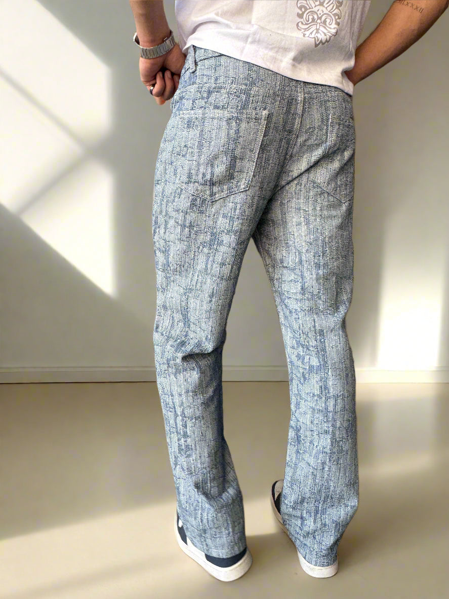 High-End Bamboo Texture Jacquard Baggy Jeans