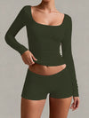Soft Curve Neck Long Sleeve Top