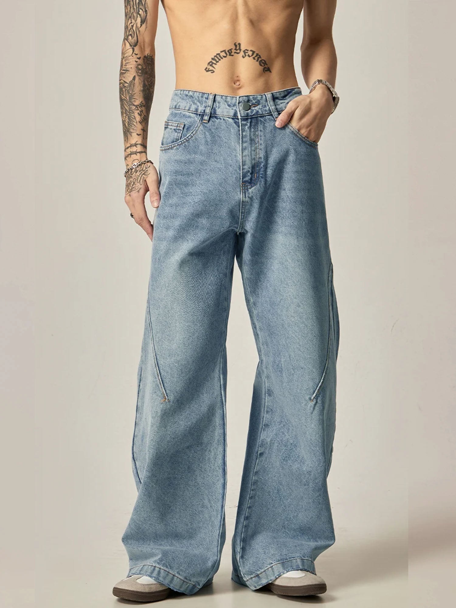 Blue Wash Clean Flare Fit Jeans