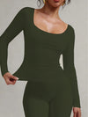 Soft Curve Neck Long Sleeve Top