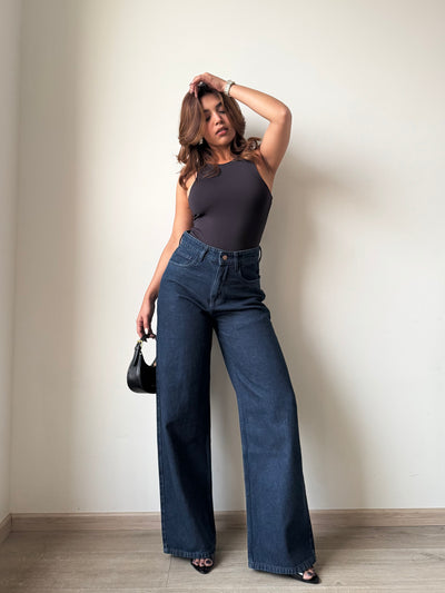 Deep Night Blue Wide Leg Jeans