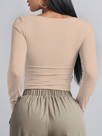 Soft Curve Neck Long Sleeve Top