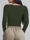 Soft Curve Neck Long Sleeve Top
