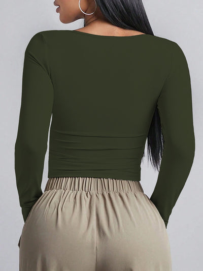 Soft Curve Neck Long Sleeve Top