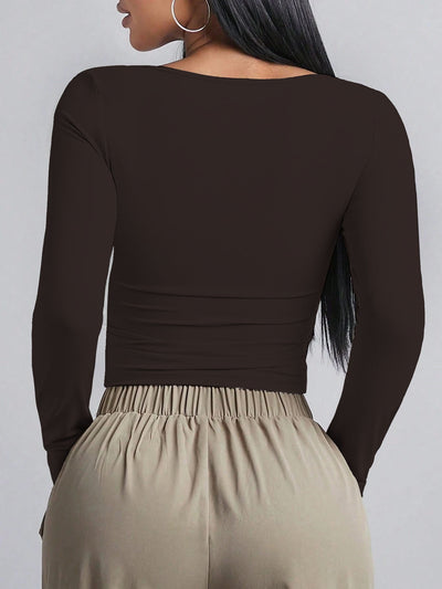 Soft Curve Neck Long Sleeve Top