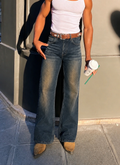 Blue Deep Heat Fade Flare Bootcut Jeans