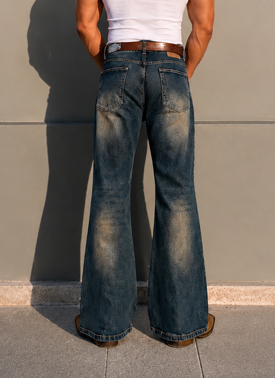 Blue Deep Heat Fade Flare Bootcut Jeans