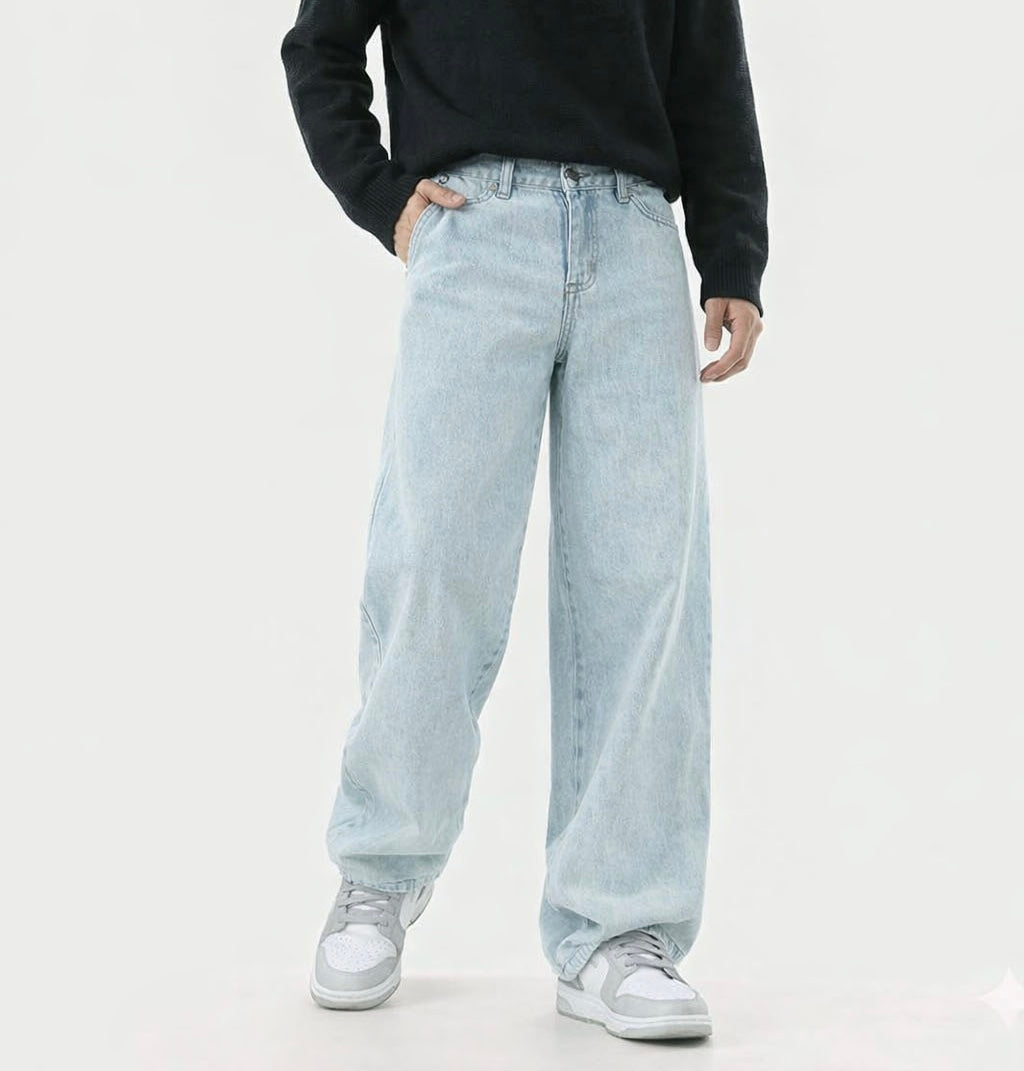 Blue Fade Out Loose Straight Fit Jeans
