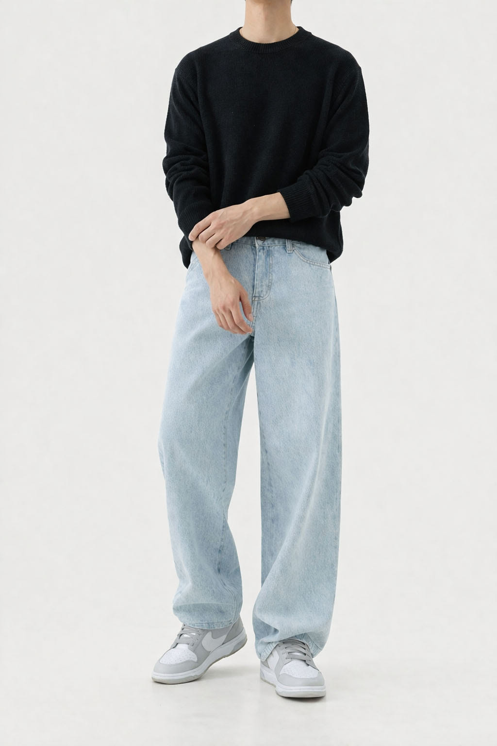 Blue Fade Out Loose Straight Fit Jeans