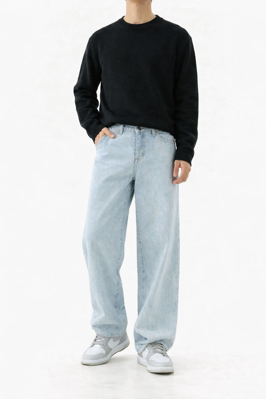 Blue Fade Out Loose Straight Fit Jeans
