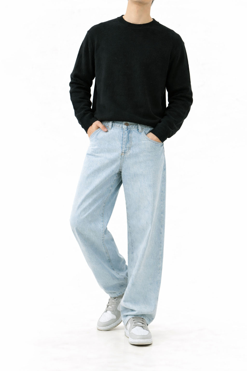 Blue Fade Out Loose Straight Fit Jeans