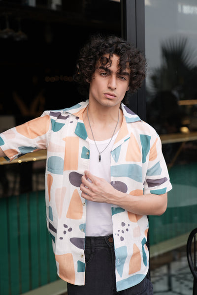 Premium Geometric Print Linen Shirt