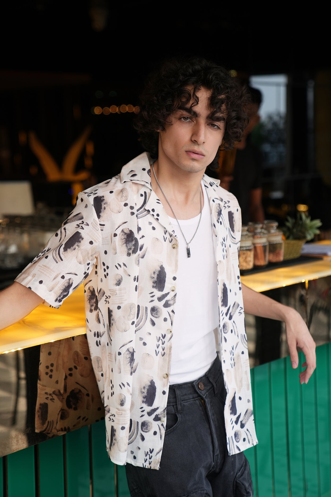 Premium Water Color Splash Print Linen Shirt