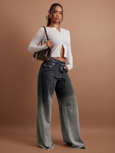 Bare Edge Ombre Wide Leg Jeans