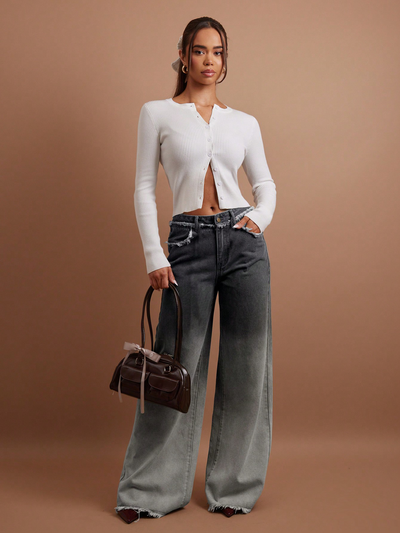 Bare Edge Ombre Wide Leg Jeans