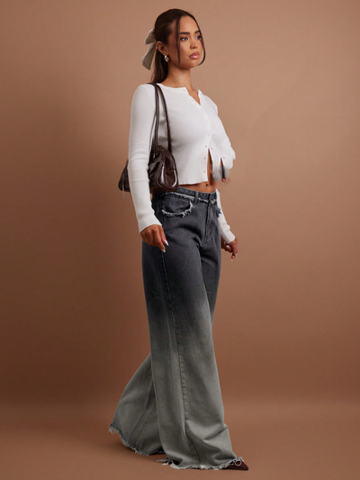 Bare Edge Ombre Wide Leg Jeans