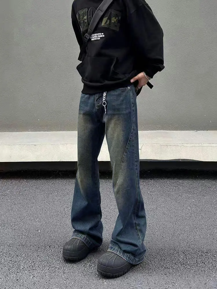 New Aged Wash Straight A Line Jeans