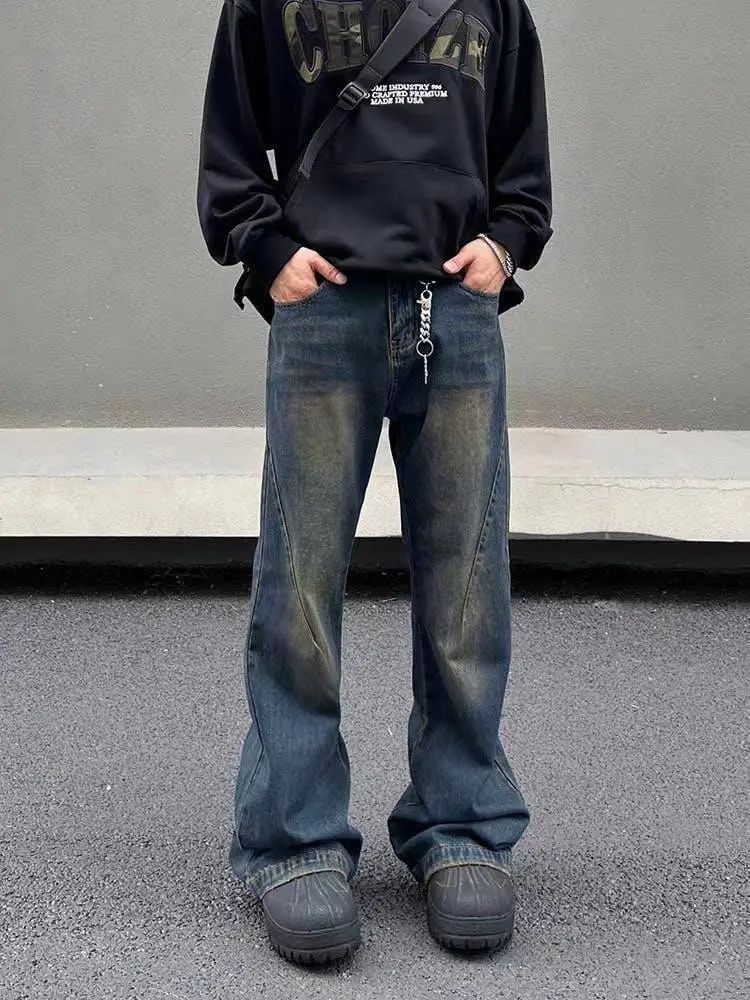 New Aged Wash Straight A Line Jeans