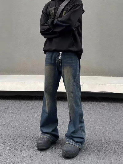 New Aged Wash Straight A Line Jeans