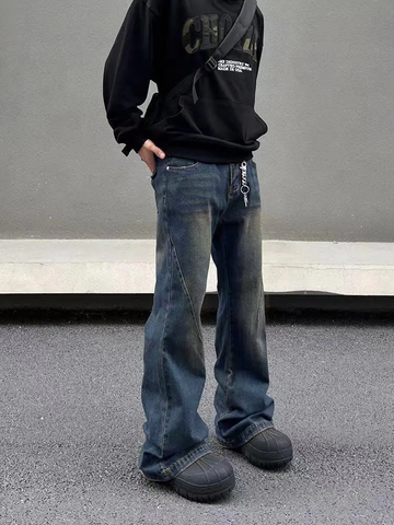 New Aged Wash Straight A Line Jeans