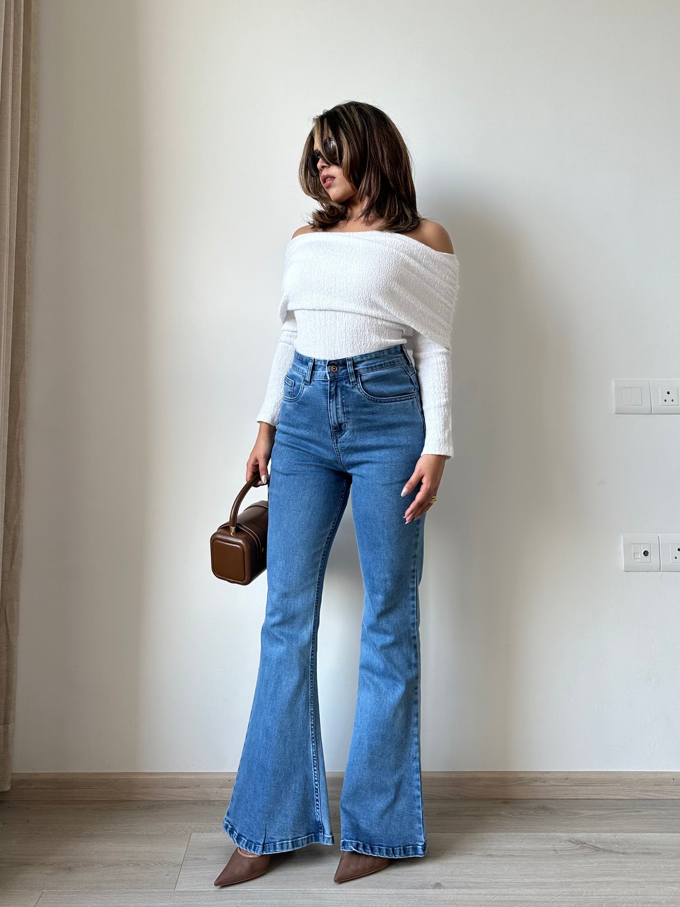 Light Blue Wash Flare Slit Bootleg Jeans